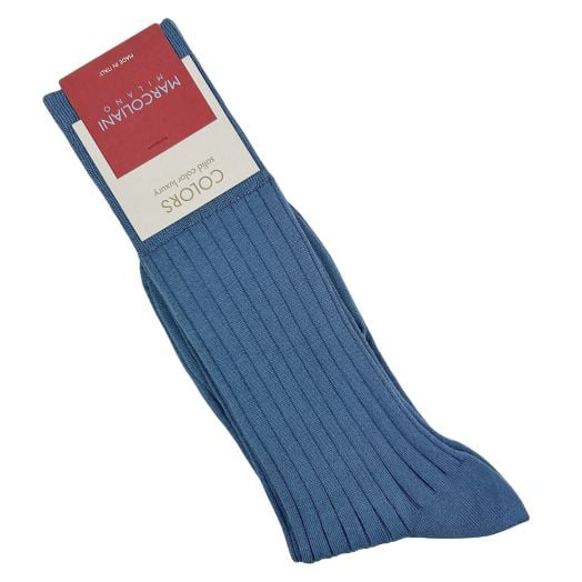 'Essence of Cotton' mid-calf Marcoliani Dress Socks - Arctic Blue (117749)