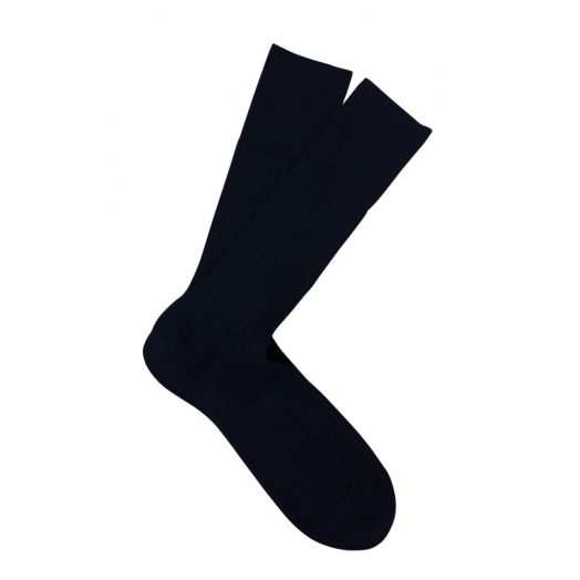 'Essence of Cotton' mid-calf Marcoliani Dress Socks - Navy (85385)