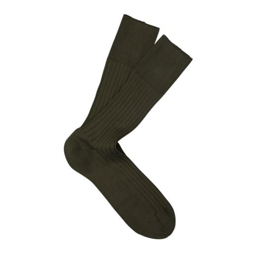 'Essence of Cotton' mid-calf Marcoliani Dress Socks - Olive (85380)