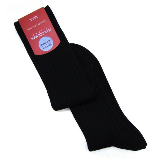 'Essence of Cotton' Over-the-calf Marcoliani Dress Socks - Black (85389)