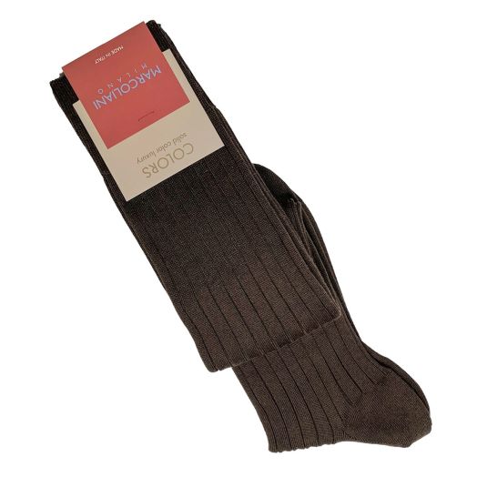 'Essence of Cotton' Over-the-calf Marcoliani Dress Socks - Brown (092957)