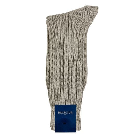 Extrafine Merino Wool mid-calf Bresciani Ribbed Boot Socks - Khaki (74311)