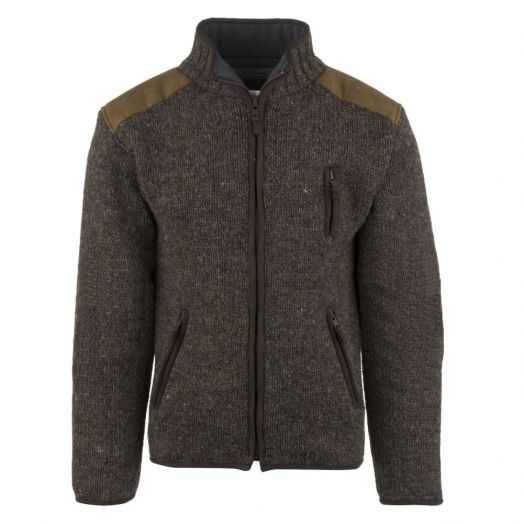 Full-Zip Undyed Wool Sweater-Jacket - Bark