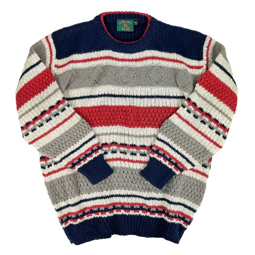 Gaeltarra of Ireland Linen & Cotton Striped Crewneck - Navy & Red