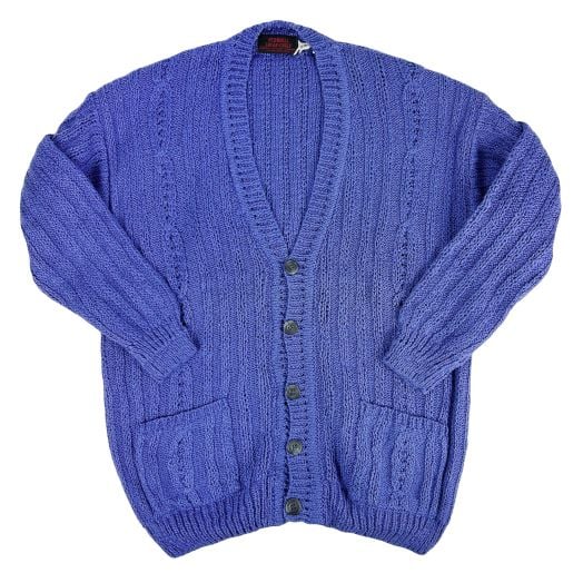 Gaeltarra of Ireland Linen & Cotton Cabled Cardigan - Royal Blue