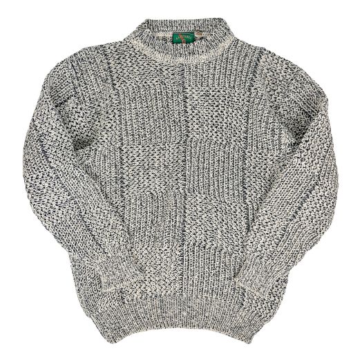 Gaeltarra of Ireland Linen & Cotton Crewneck - Navy & Cream