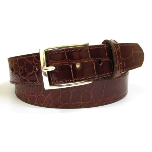 Genuine Alligator Belt - English Bevel Construction - Gold