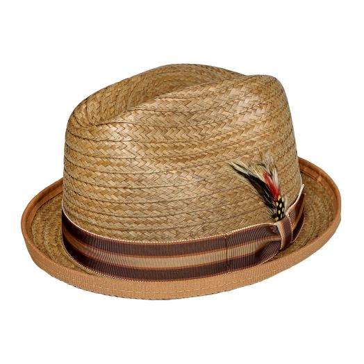 Genuine Straw Coconut Stingy Fedora - Brown & Tan Band
