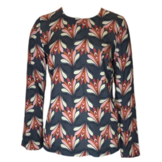 GoodMatch Women's Printed Top - Dark Teal & Black Twill