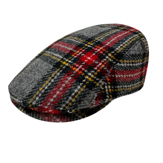 Gottmann Harris Tweed Ballcap with pull down earflaps - Grey Stewart Tartan