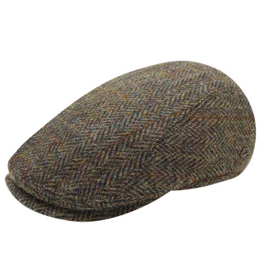 Gottmann Harris Tweed Flatcap - Olive Herringbone