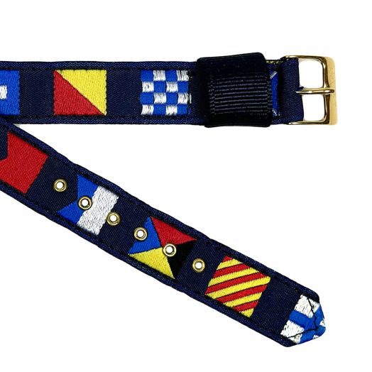 Women's Brass Grommetted Ribbon Watchband - Nautical Flags (54722)