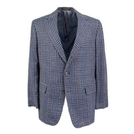 H Freeman Sport Coat - Silk - Navy Glen Plaid