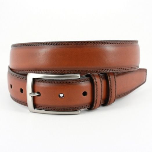 O'Connell's Calfskin Belt - Antiqued Walnut
