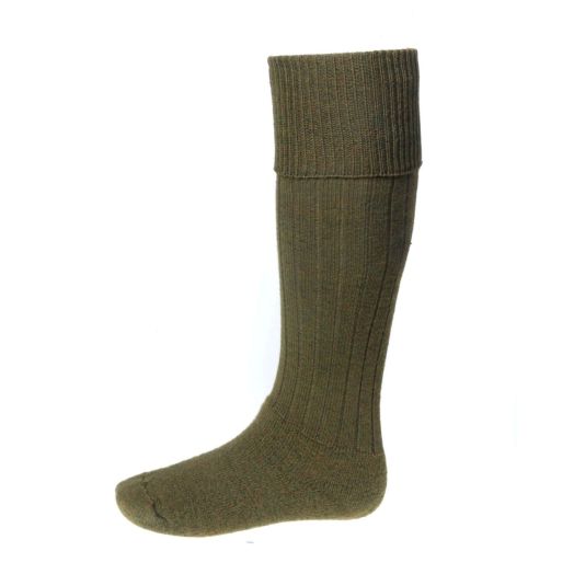 House of Cheviot Cusioned Sole Wool Wellie Boot Sock - Bracken