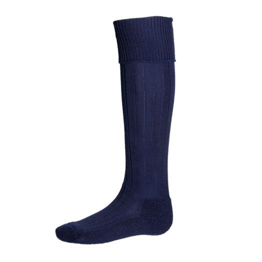 House of Cheviot Cusioned Sole Wool Wellie Boot Sock - Navy