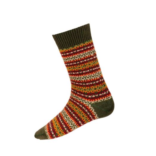House of Cheviot Wool Fair Isle Boot Sock - Spruce