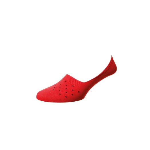 Pantherella St. Tropez Invisible Socks - Spots - Red with Navy