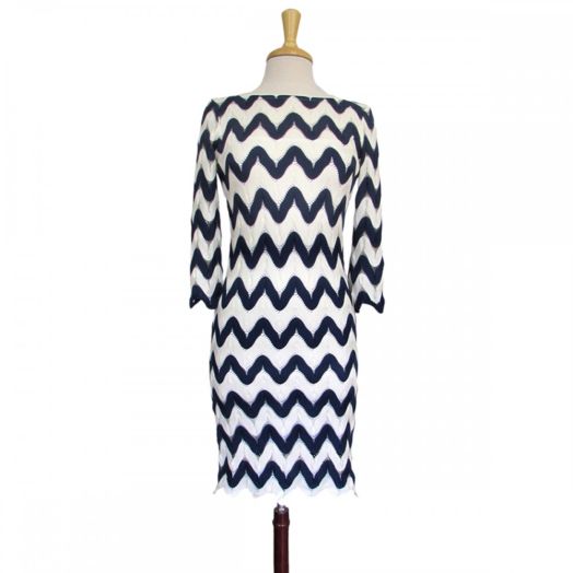 Lesley Evers Jo Dress - Chevron Lace - Navy & White