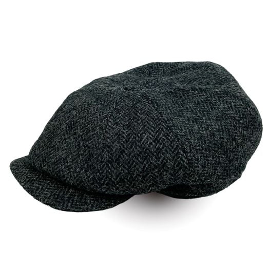John Hanly Tweed 8-piece Herringbone Cap - Charcoal