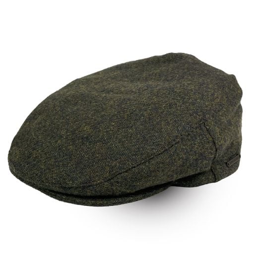 John Hanly Wool Tweed Flat Cap - Brown Olive Mix
