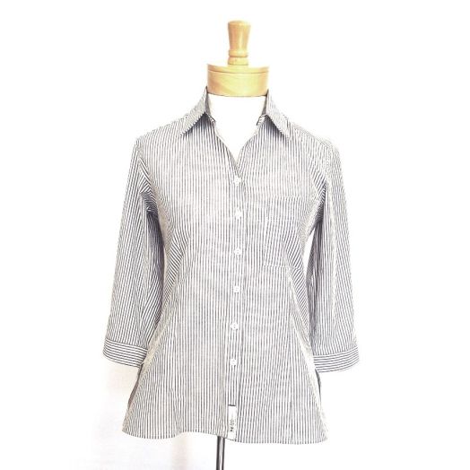 O'Connell's Women's Cotton Shirt - Julia - Charcoal & White