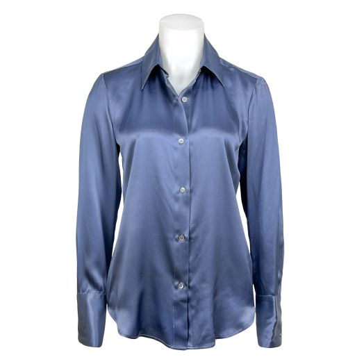 Kal Rieman Classic Tailored Silk Blouse - Atlantic (11119)