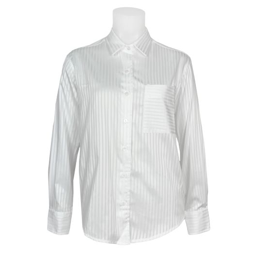 O'Connell's Women's Satin Shirt - Kat - Stripe - White