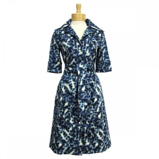 Lesley Evers Kelsey Dress - Indigo Blue & White