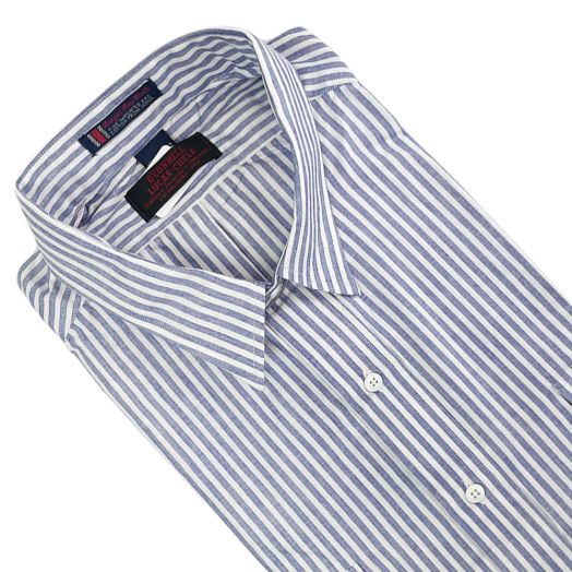 Vintage Kenneth Gordon Vintage Chambray Short Sleeve Sport Shirt - Navy Stripe