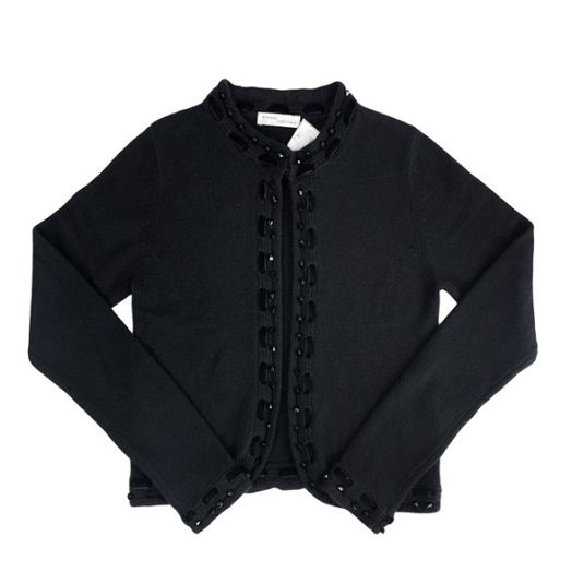 Kinross Cashmere Beaded Open Cardigan - Black (L61702)