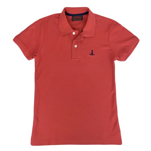 O'Connell's Women's Cotton Pique Polo Shirt - Buffalo Lighthouse - Barn Red
