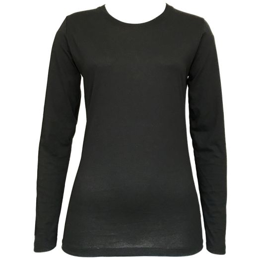 O'Connell's Women's Extra Fine Pima Cotton Long Sleeve T-Shirt - Black (8508)