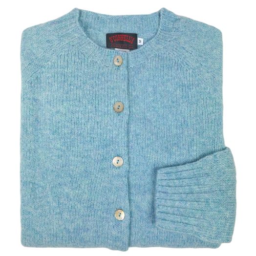 O'Connell's Womens Scottish Shetland Wool Cardigan - Surf Blue