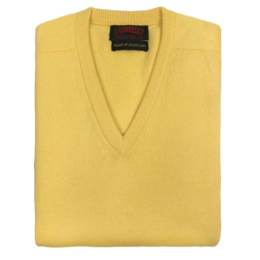 O'Connell's Scottish Lambswool V-Neck Sweater - Daffodil