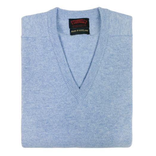 O'Connell's Scottish Lambswool V-Neck Sweater - Paradise Blue