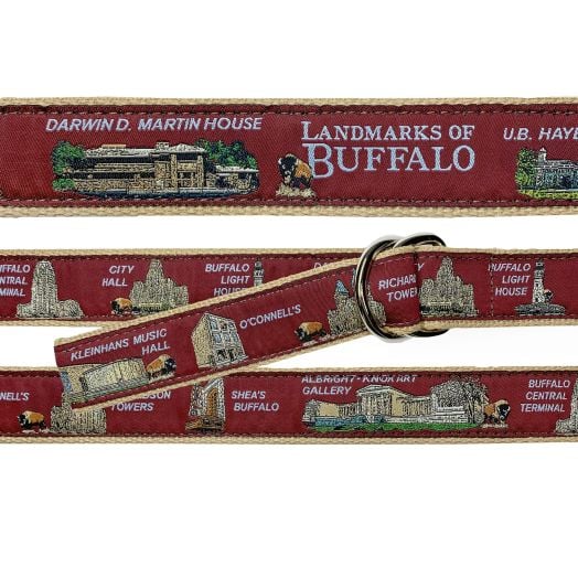 Landmarks of Buffalo D-Ring Belt - Burgundy