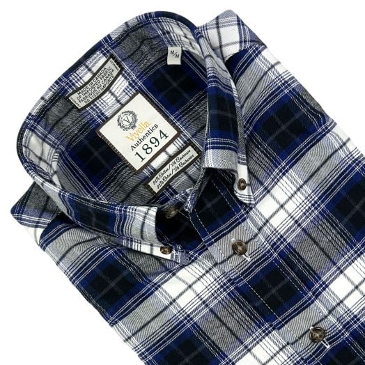 Limited Edition Cashmere Blend Viyella Sport Shirt - Black & Navy Plaid (653473)