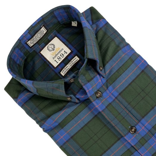 Limited Edition Cashmere Blend Viyella Sport Shirt - Green & Blue (655474)