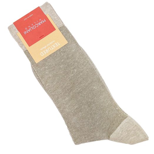 Linen & Cotton Mid-Calf Marcoliani Socks - Pique - Beige (106404)