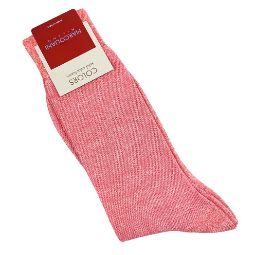Linen & Cotton Mid-Calf Marcoliani Socks - Pique - Coral (106402)