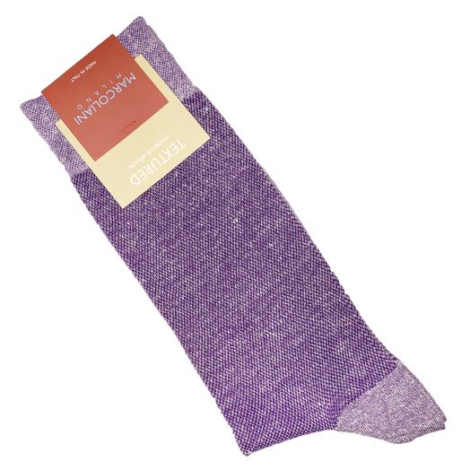 Linen & Cotton Mid-Calf Marcoliani Socks - Pique - Lavender (098231)
