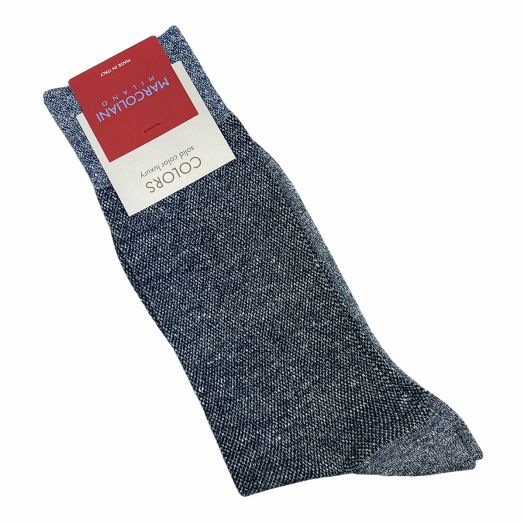 Linen & Cotton Mid-Calf Marcoliani Socks - Pique - Marina (115088)