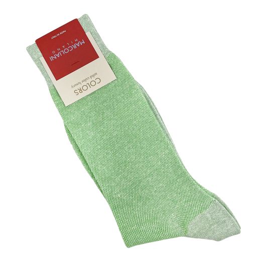 Linen & Cotton Mid-Calf Marcoliani Socks - Pique - Mint (115091)