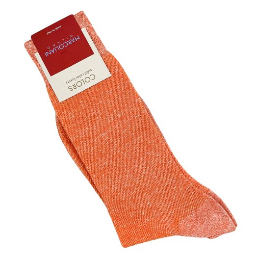 Linen & Cotton Mid-Calf Marcoliani Socks - Pique - Orange (115090)
