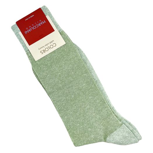 Linen & Cotton Mid-Calf Marcoliani Socks - Pique - Sage (115089)