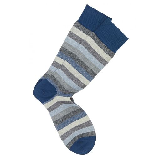 Linen & Cotton Mid-calf Marcoliani - Tonal Stripe - Blue