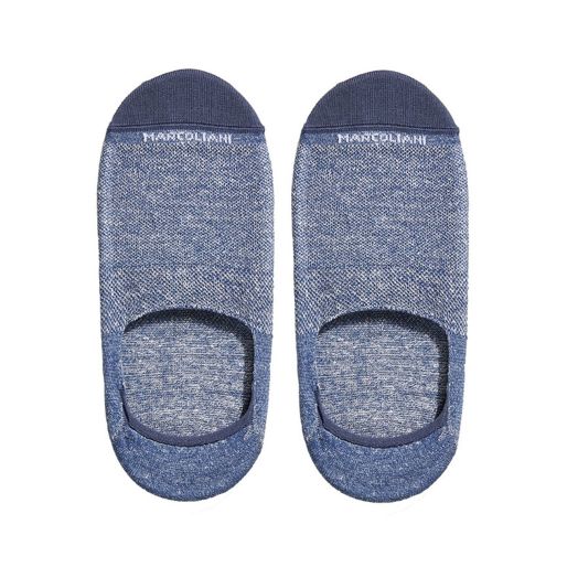 Linen & Cotton 'No Show' Marcoliani Socks - Pique - Blue (098233)