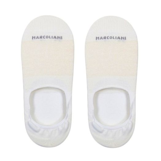 Linen & Cotton 'No Show' Marcoliani Socks - Pique - White (117142)