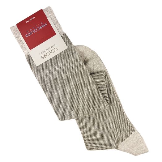 Linen & Cotton Over-the-Calf Marcoliani Socks - Pique - Beige (116150)